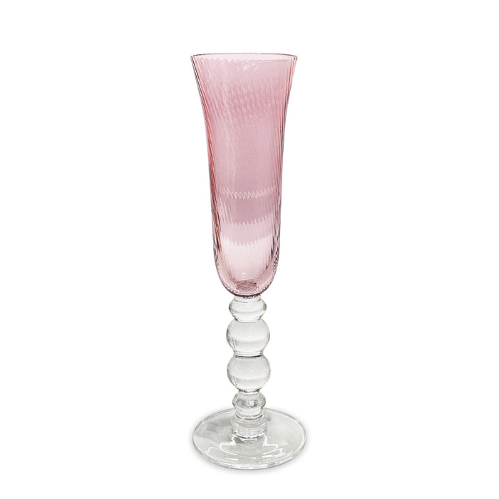 Pink Glass French Swirl Champagne Flute Set of 4 | Bone & Brass