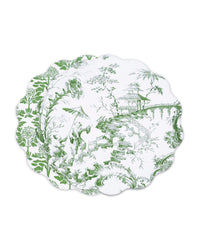 Vida Chinoiserie Reversible Round Placemats Set 4 Green & White