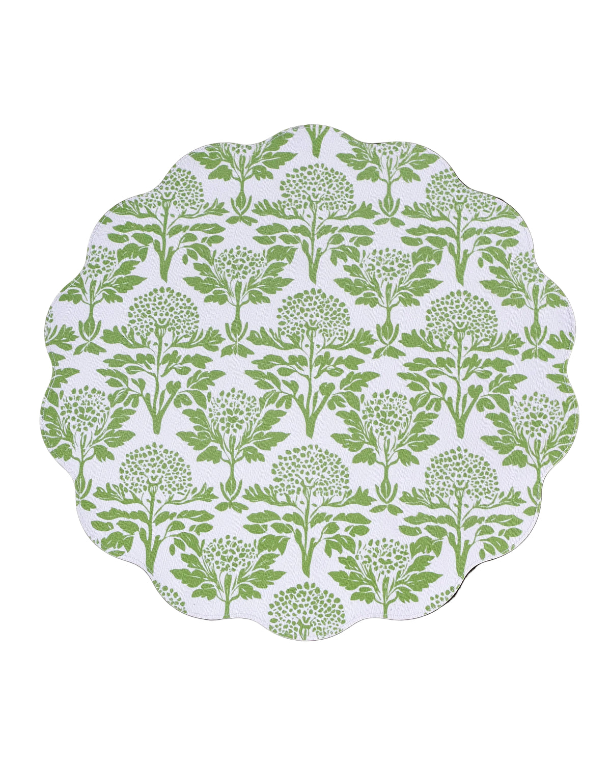 Vida Chinoiserie Reversible Round Placemats Set 4 Green & White