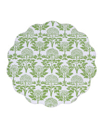Vida Chinoiserie Reversible Round Placemats Set 4 Green & White