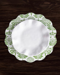 Vida Chinoiserie Reversible Round Placemats Set 4 Green & White