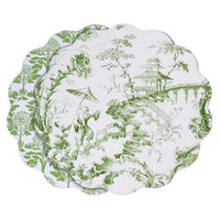 Vida Chinoiserie Reversible Round Placemats Set 4 Green & White