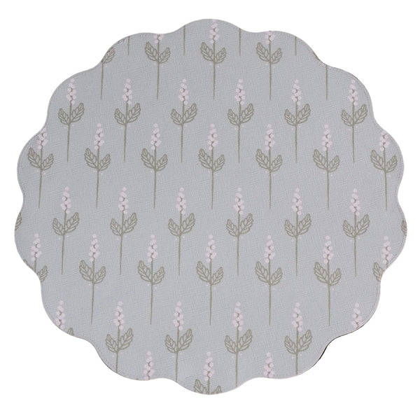 Chinoiserie Reversible Round Placemats Set 4 Light Teal & White