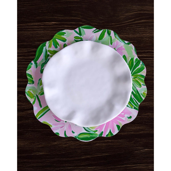 Vida Hydrangeas & Daisies Reversible Round Placemats Set 4 Pink & - Placemat Detail | Bone & Brass