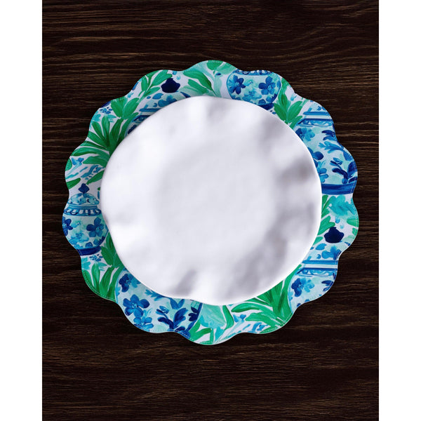 Vida Ginger Jar & Butterflies Reversible Round Placemats Set 4 Blue & - Placemat Detail | Bone & Brass