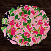 Vida Butterflies & Flowers Reversible Round Placemats Set 4 (Pink & - Placemat Texture Detail | Bone & Brass
