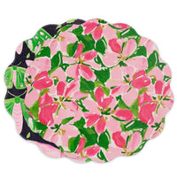 Vida Butterflies & Flowers Reversible Round Placemats Set 4 (Pink & | Bone & Brass