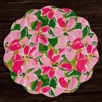 Vida Butterflies & Flowers Reversible Round Placemats Set 4 (Pink & - Placemat Side View | Bone & Brass