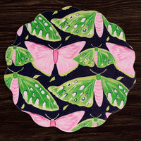 Vida Butterflies & Flowers Reversible Round Placemats Set 4 (Pink & - Placemat View | Bone & Brass