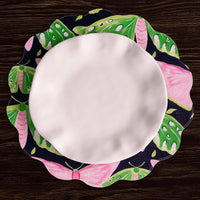 Vida Butterflies & Flowers Reversible Round Placemats Set 4 (Pink & - Placemat Detail | Bone & Brass