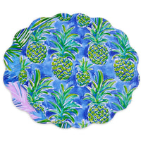 Pineapples & Palms Reversible Round Placemats Set of 4 | Bone & Brass