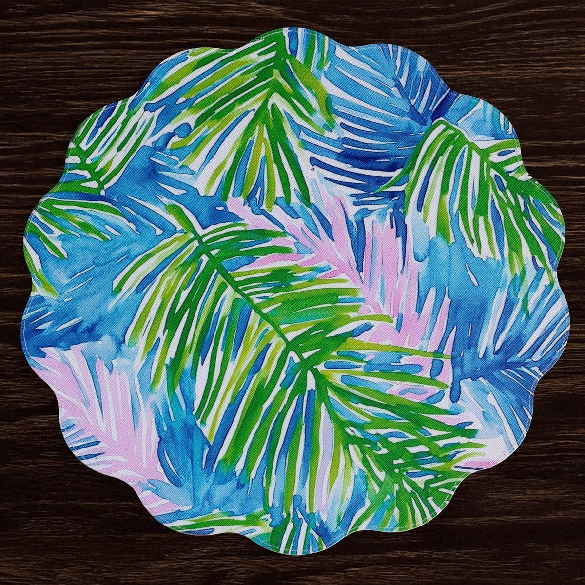 Pineapples & Palms Reversible Round Placemats Set of 4 - Placemat Texture Detail | Bone & Brass