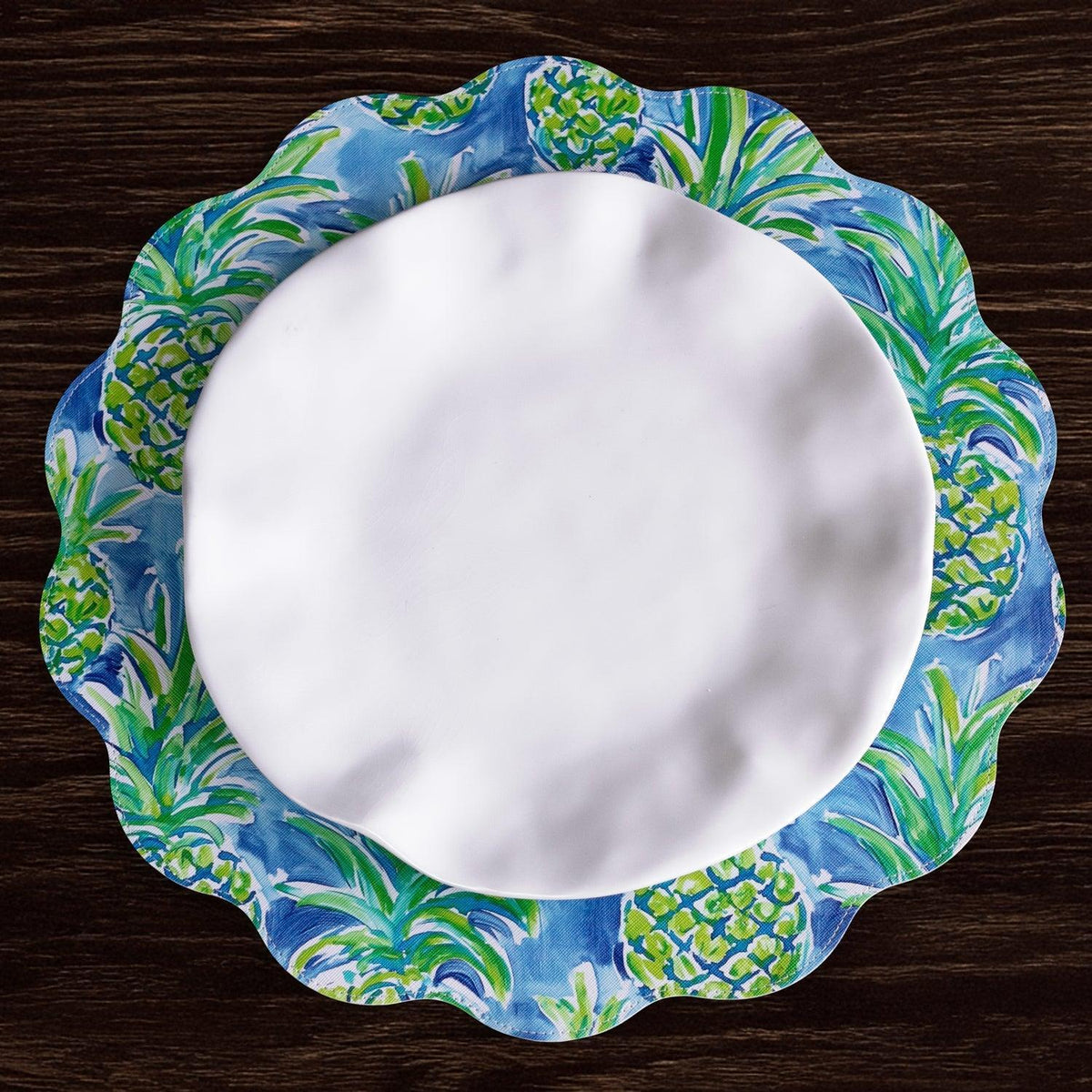 Pineapples & Palms Reversible Round Placemats Set of 4 - Placemat View | Bone & Brass