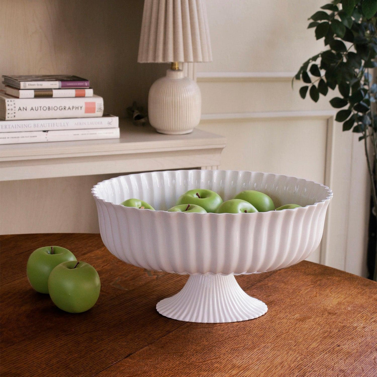 Vida Vienna Large Centerpiece White Serving Bowl - Bowl Detail | Bone & Brass