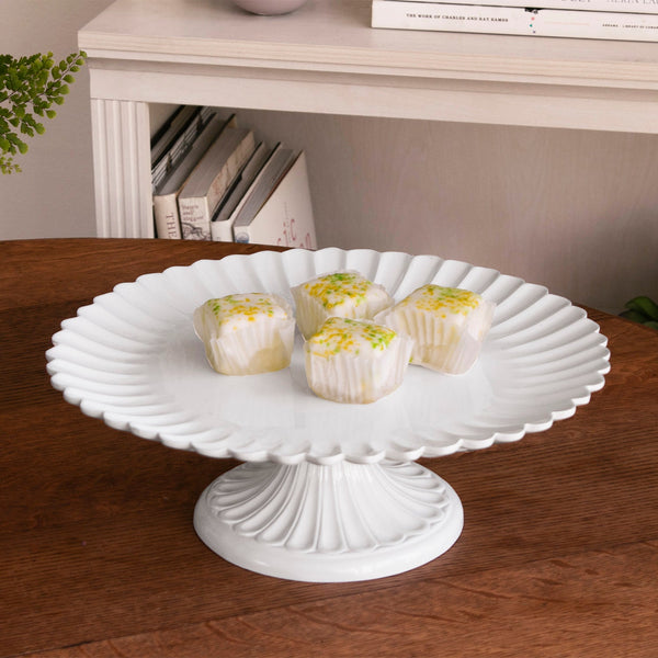 Vida Vienna Pedestal Cake Plate White - Cake Plate Detail | Bone & Brass