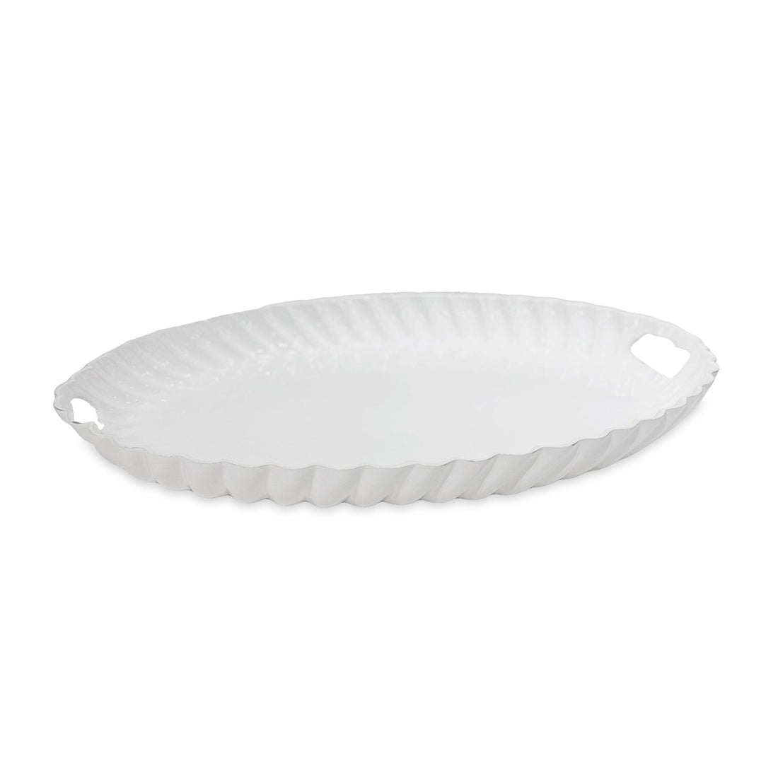 Vida Vienna Oval Tray Handles White | Bone & Brass
