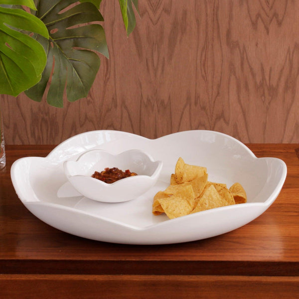 Vida Amelia Round Platter Mini Dip Bowl White - Set Detail | Bone & Brass