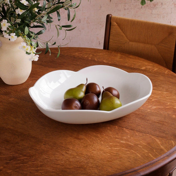 Vida Amelia Extra Large Oval Bowl White - Bowl Detail | Bone & Brass