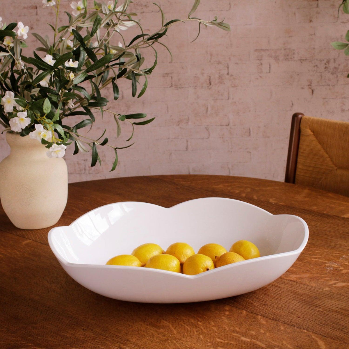Vida Amelia Extra Large Oval Bowl White - Bowl View | Bone & Brass