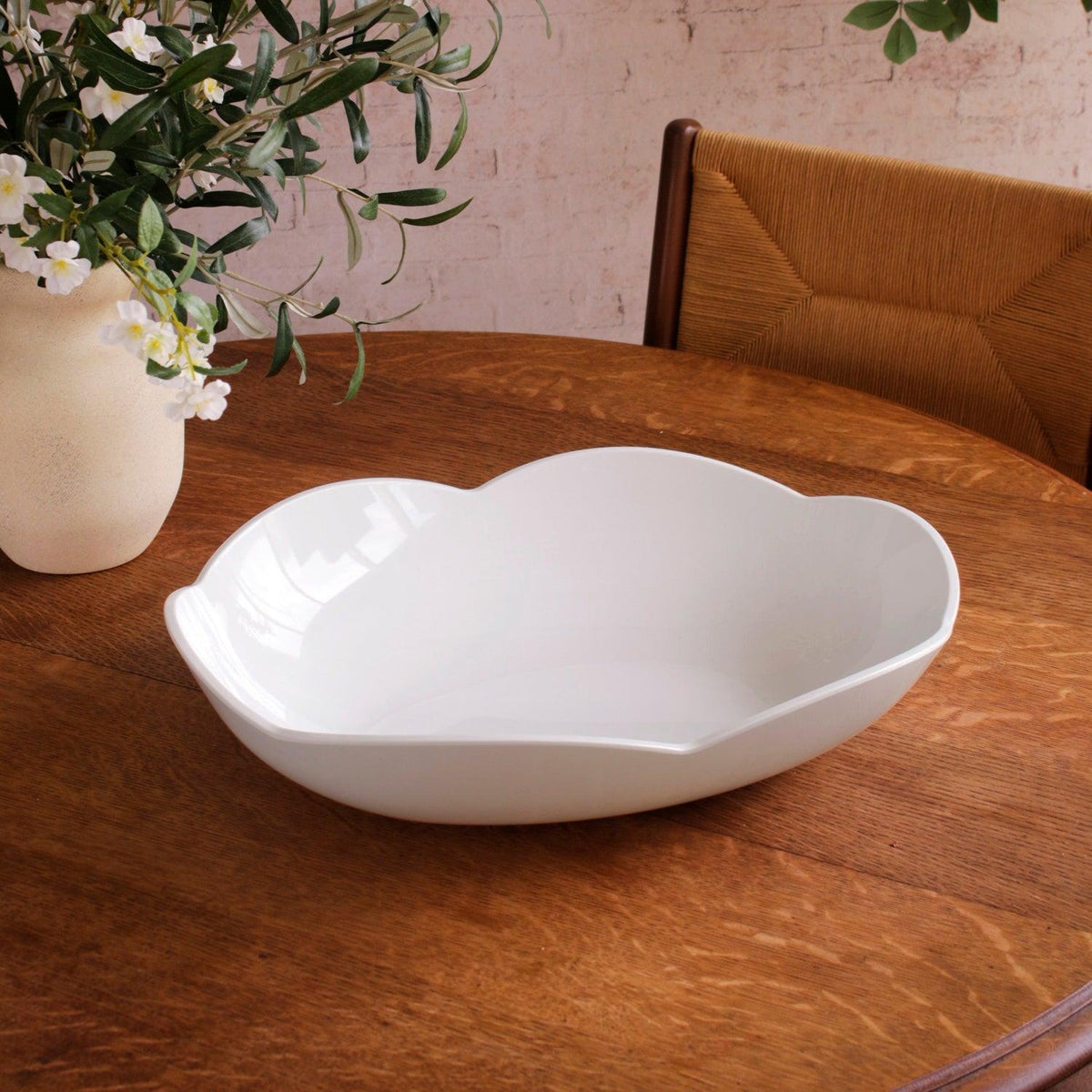 Vida Amelia Extra Large Oval Bowl White - Bowl Top View | Bone & Brass