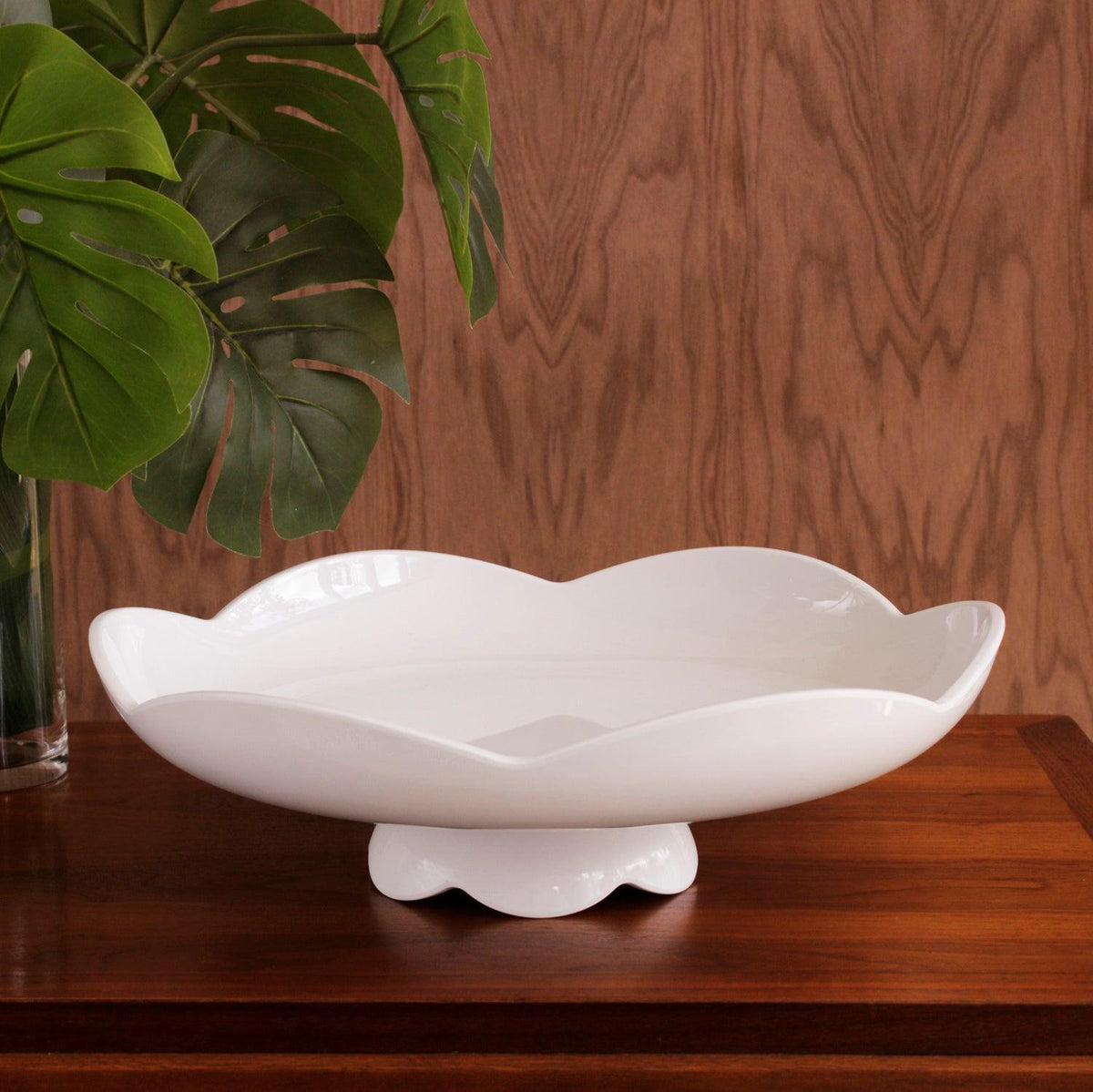 Vida Amelia Pedestal Cake Plate White - Cake Plate Side View | Bone & Brass