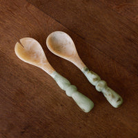Resin Giada Salad Servers Jade Swirl - Handle Detail | Bone & Brass