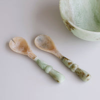 Resin Giada Salad Servers Jade Swirl - Set Detail | Bone & Brass