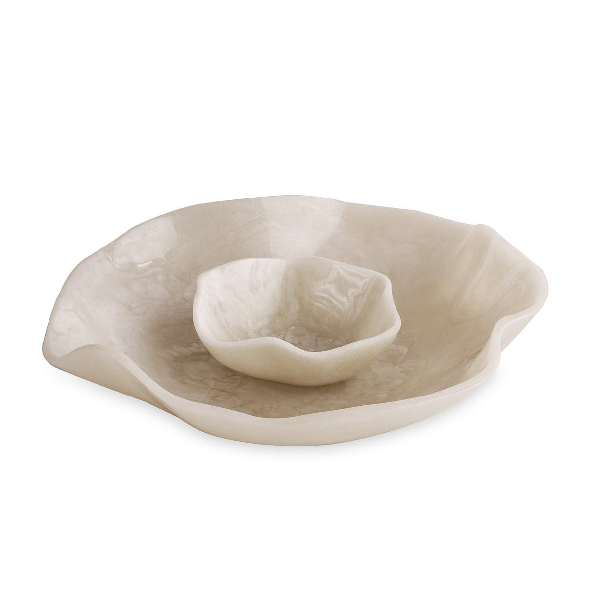 Resin Alabaster Bowl Dip White Swirl | Bone & Brass