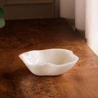 Resin Alabaster Mini Bowl White Swirl - Bowl Top View | Bone & Brass