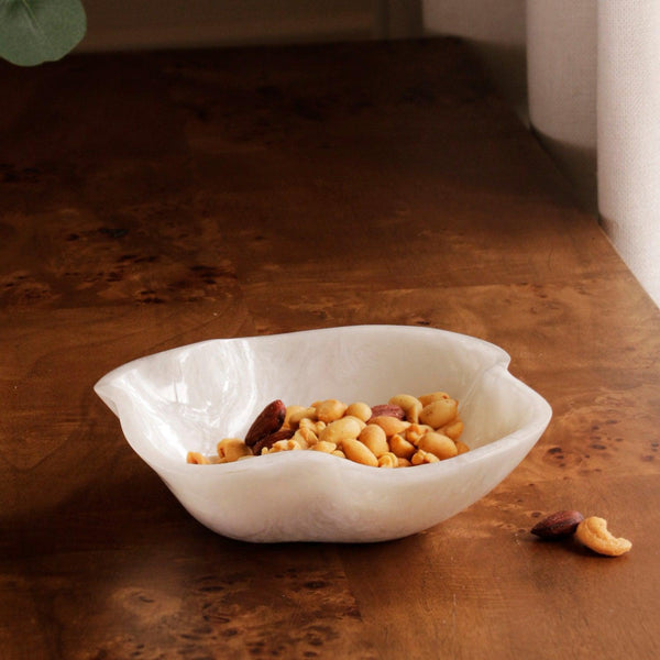 Resin Alabaster Mini Bowl White Swirl - Bowl Detail | Bone & Brass