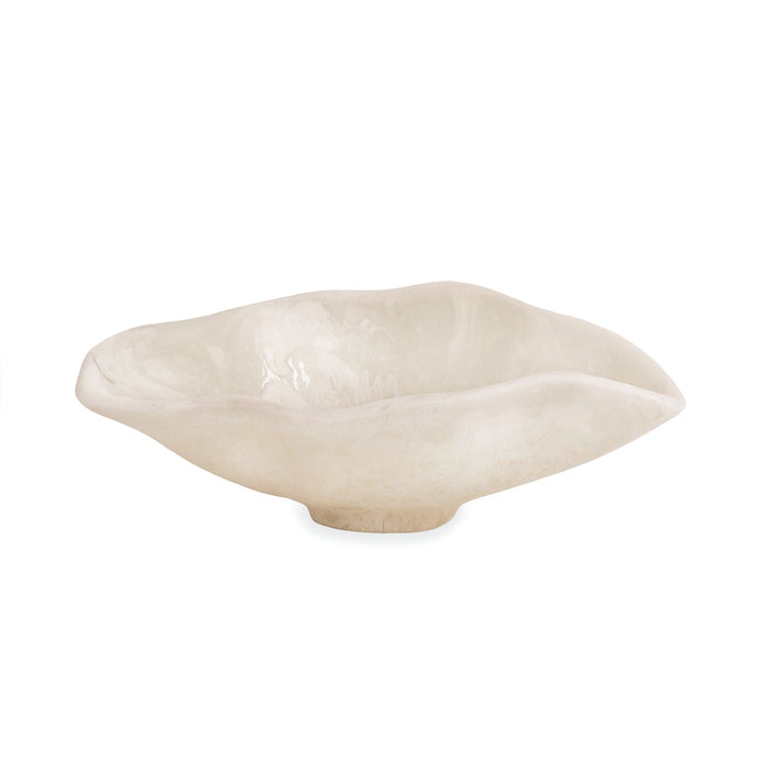 White resin Alabaster Small Oval Bowl