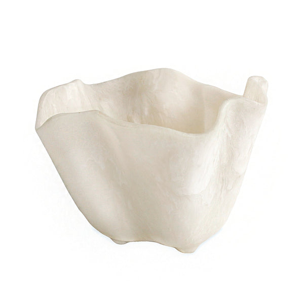 Resin Alabaster Ice Bucket White Swirl