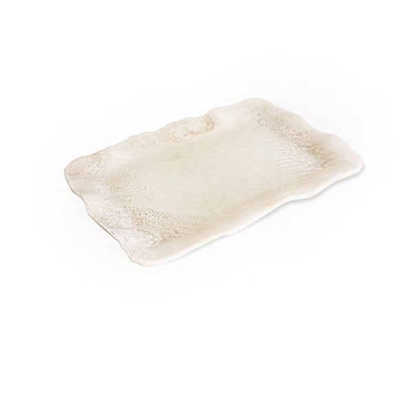 Resin Alabaster Extra Large Rectangular Tray White Swirl