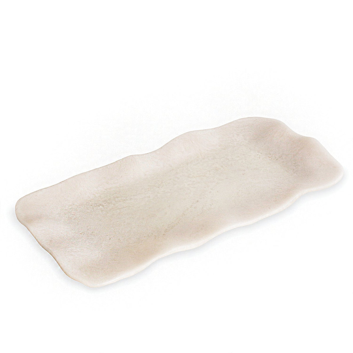 Resin Alabaster Long Rectangle Tray White Swirl | Bone & Brass
