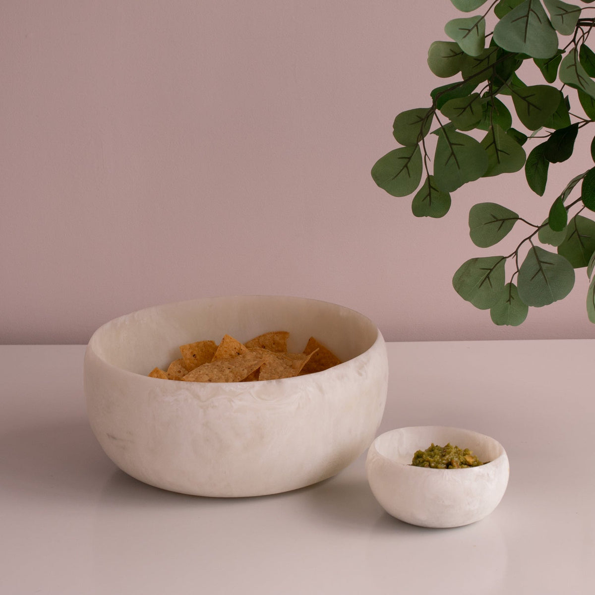 Resin Coconut Large Round Serving Bowl - Bowl Top View | Bone & Brass