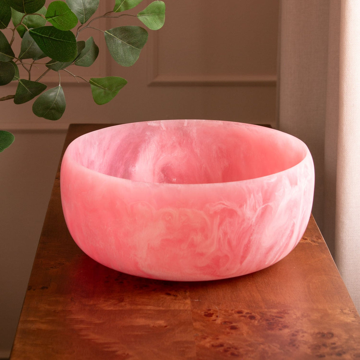 Resin Sorbet Large Round Bowl Raspberry - Bowl Top View | Bone & Brass