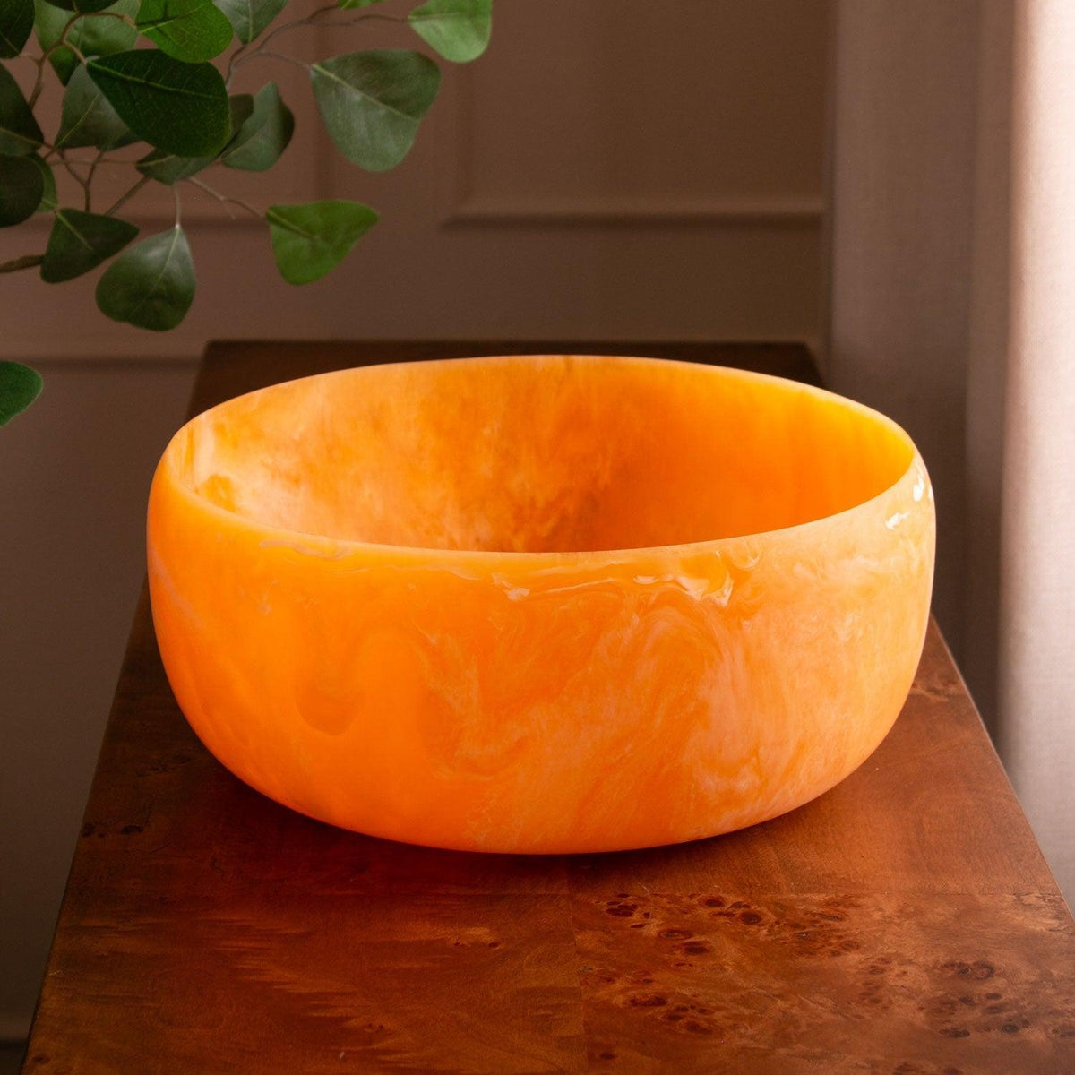 Resin Sorbet Large Round Bowl Tangerine - Bowl Top View | Bone & Brass