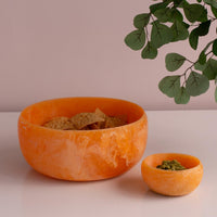 Resin Sorbet Large Round Bowl Tangerine - Bowl Side View | Bone & Brass