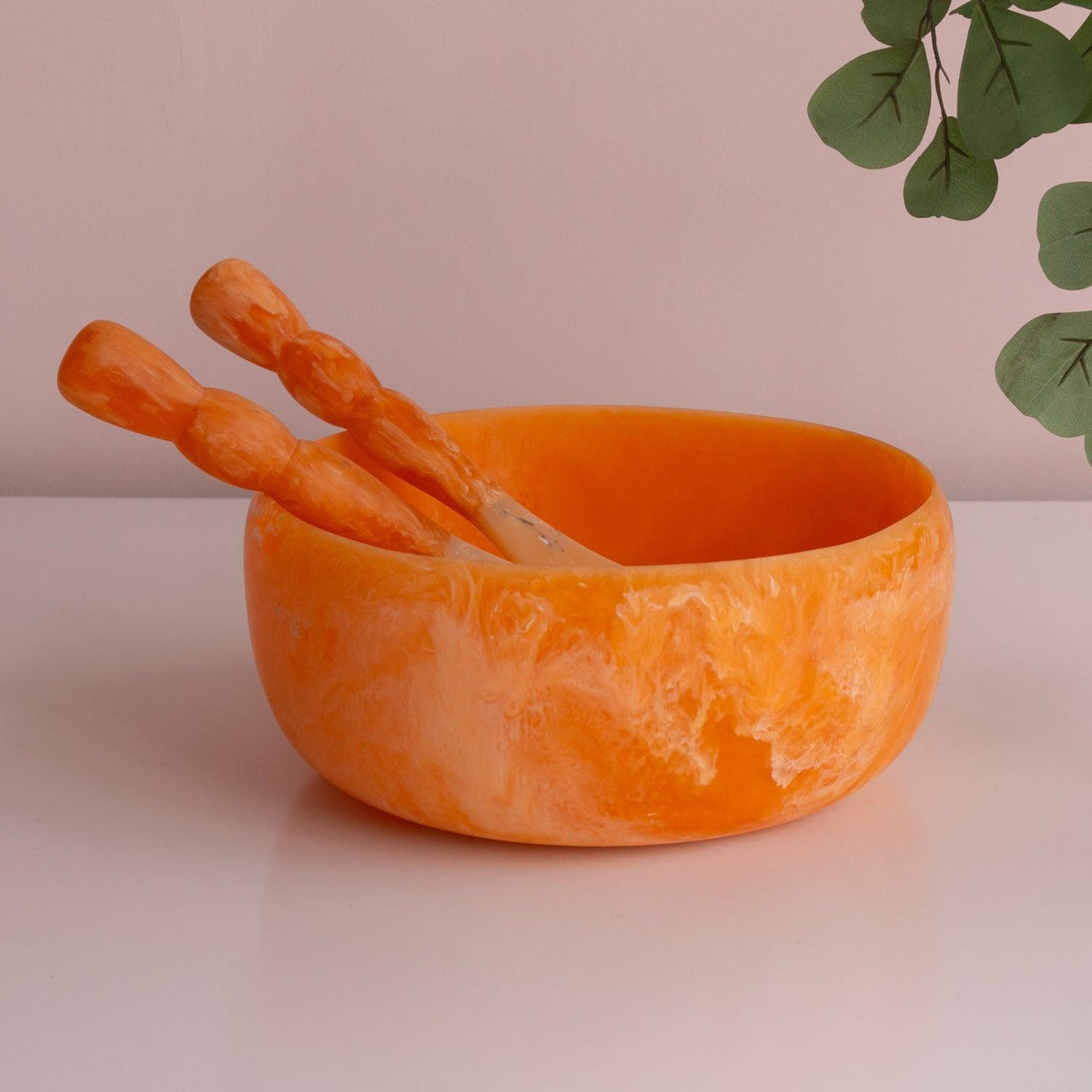 Resin Sorbet Large Round Bowl Tangerine - Bowl Top View | Bone & Brass