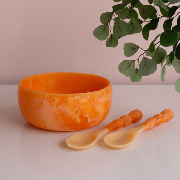 Resin Sorbet Large Round Bowl Tangerine - Bowl Detail | Bone & Brass