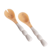 Resin Beige & White Salad Servers | Bone & Brass