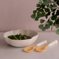Resin Beige & White Salad Servers - Set Detail | Bone & Brass