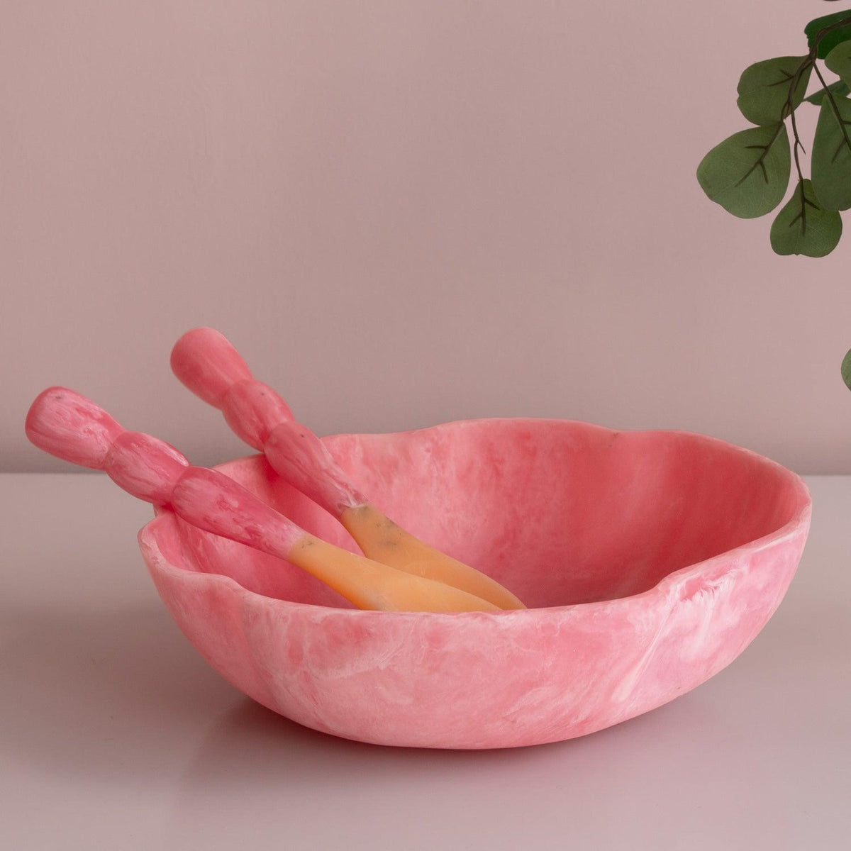 Resin Sorbet Salad Servers Raspberry - Set Detail | Bone & Brass