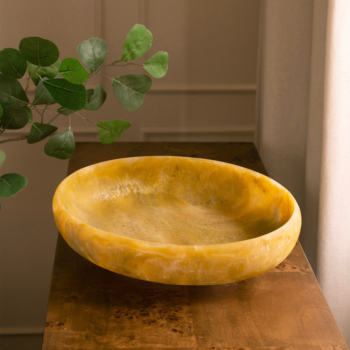 Resin Sorbert Large Oval Bowl Matcha - Bowl Top View | Bone & Brass