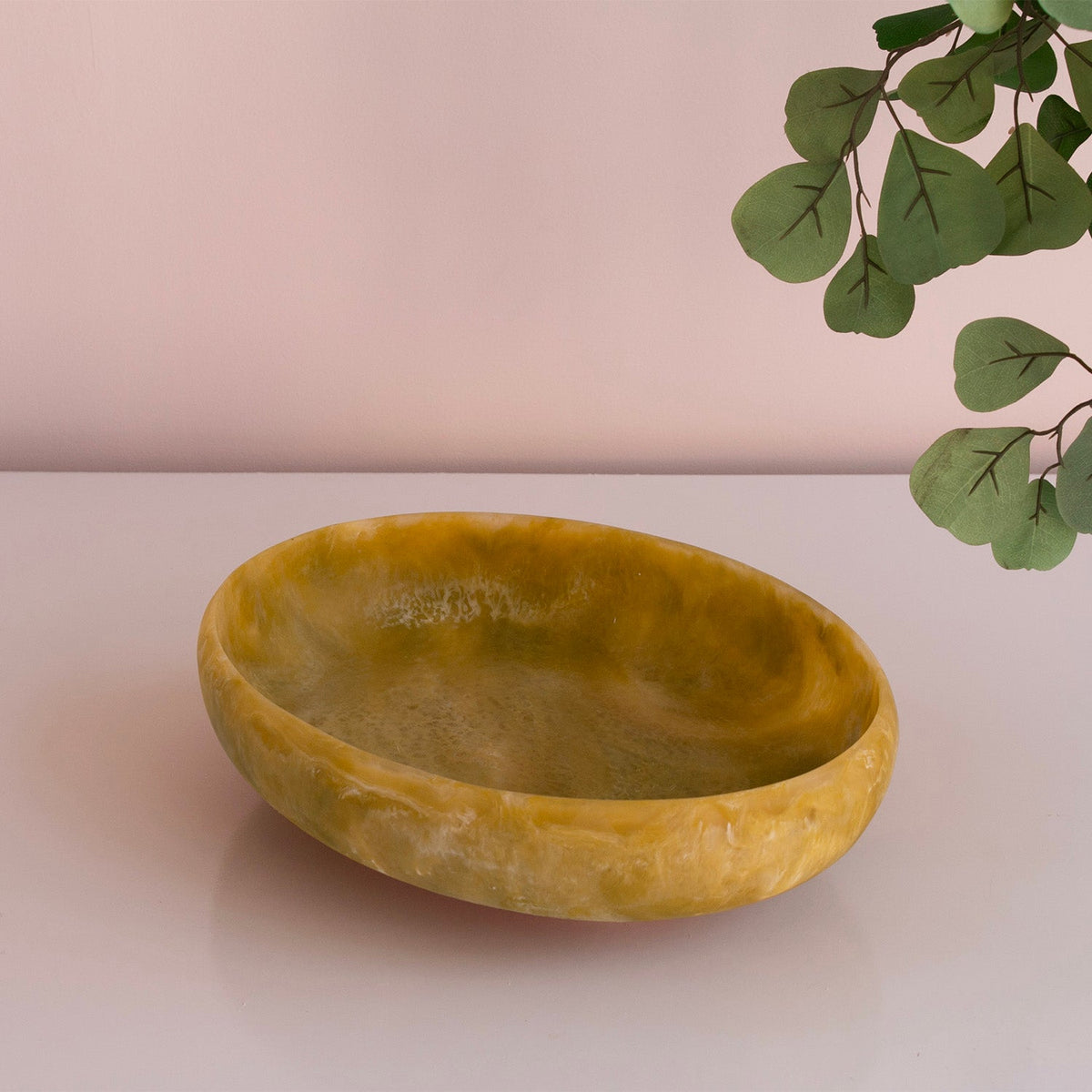 Resin Sorbert Large Oval Bowl Matcha - Bowl Side View | Bone & Brass