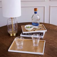 Indochine Rectangle Lacquered Trays Set 2 White Gold - Tray Detail | Bone & Brass