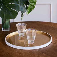 White & Gold Round Lacquered Tray