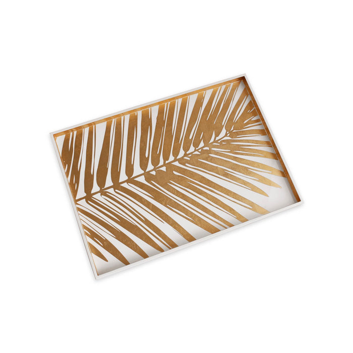 Indochine Small Lacquered Palm Tray White Gold