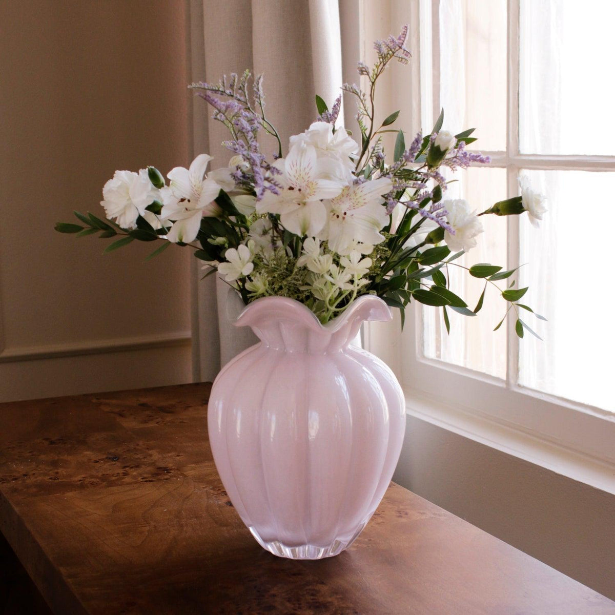Glass Vento Large Vase Cameilla - Vase Side View | Bone & Brass