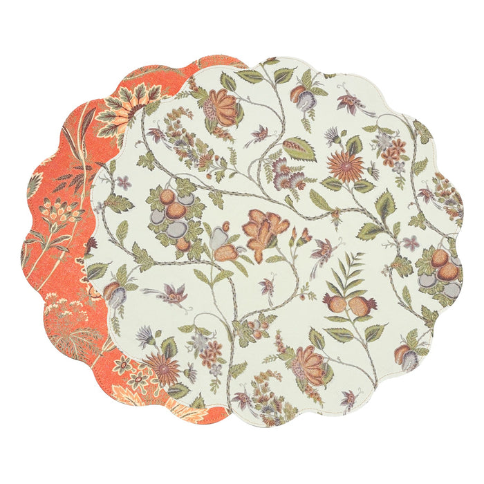 Autumn and Branches Persimmon & Green Round Placemats Set of 4